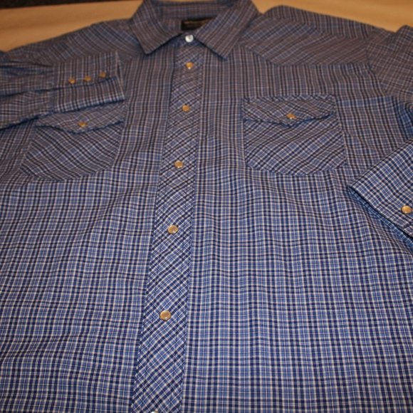 Wrangler Western Pearl snap LS Mens 2XL Shirt - Picture 3 of 6